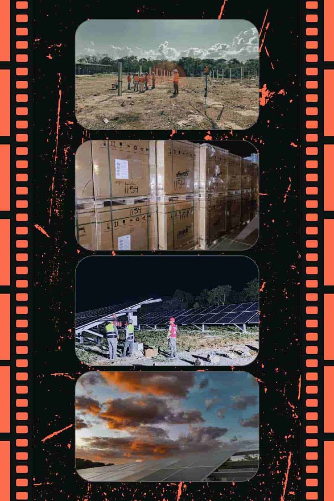 Process of installation of a ground mount summarize in four pictures